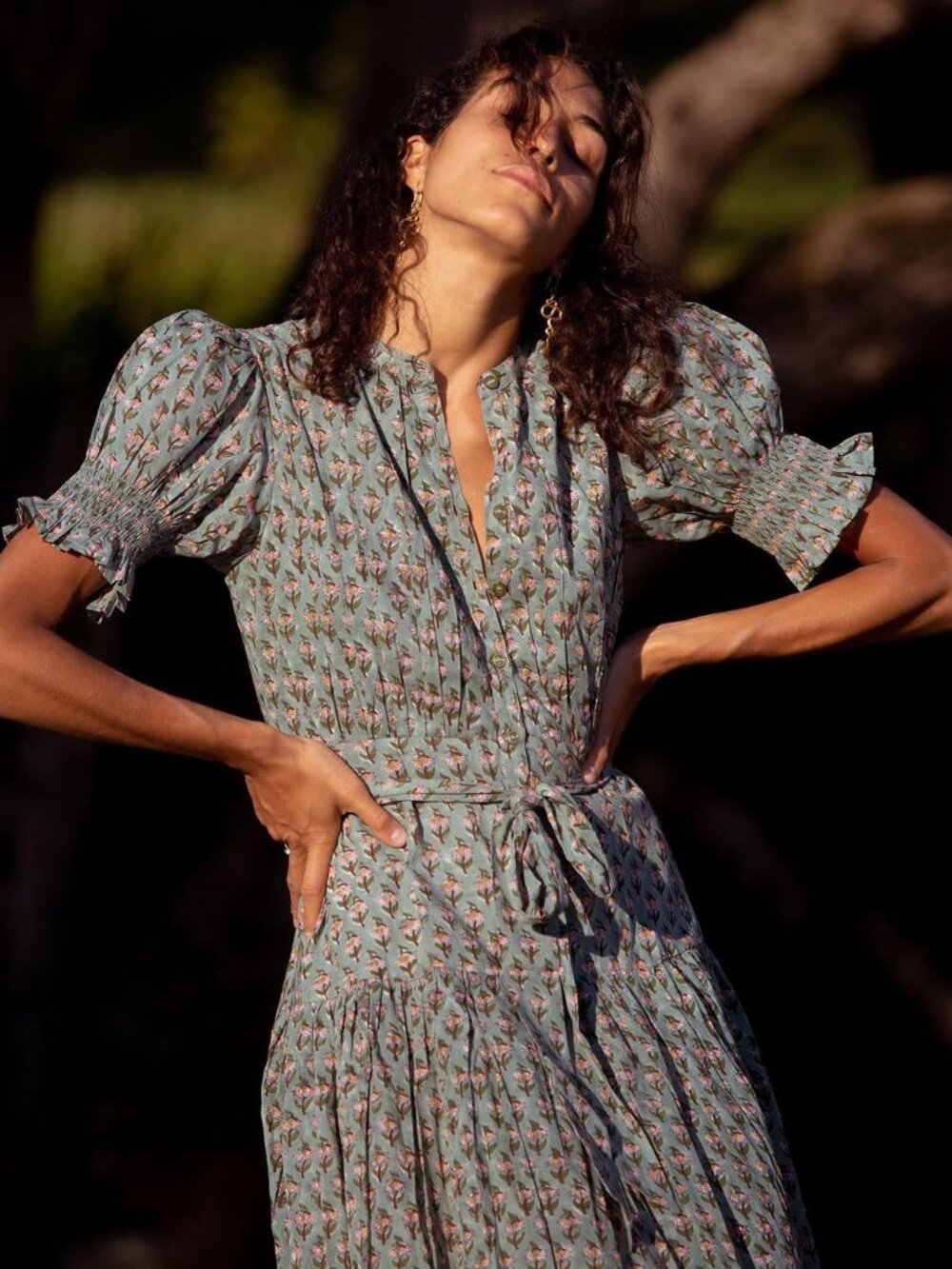 Daughters of India Prairie Dress Sage Size XS - Picture 2 of 6